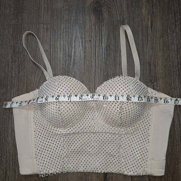 Mulla Nude Rhinestone Mesh Corset Bustier Top Sz Small (36B) - Picture 11 of 13